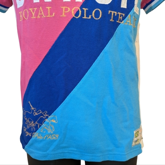 Men's Pink and Blue Polo Shirt - Picture 3 of 11